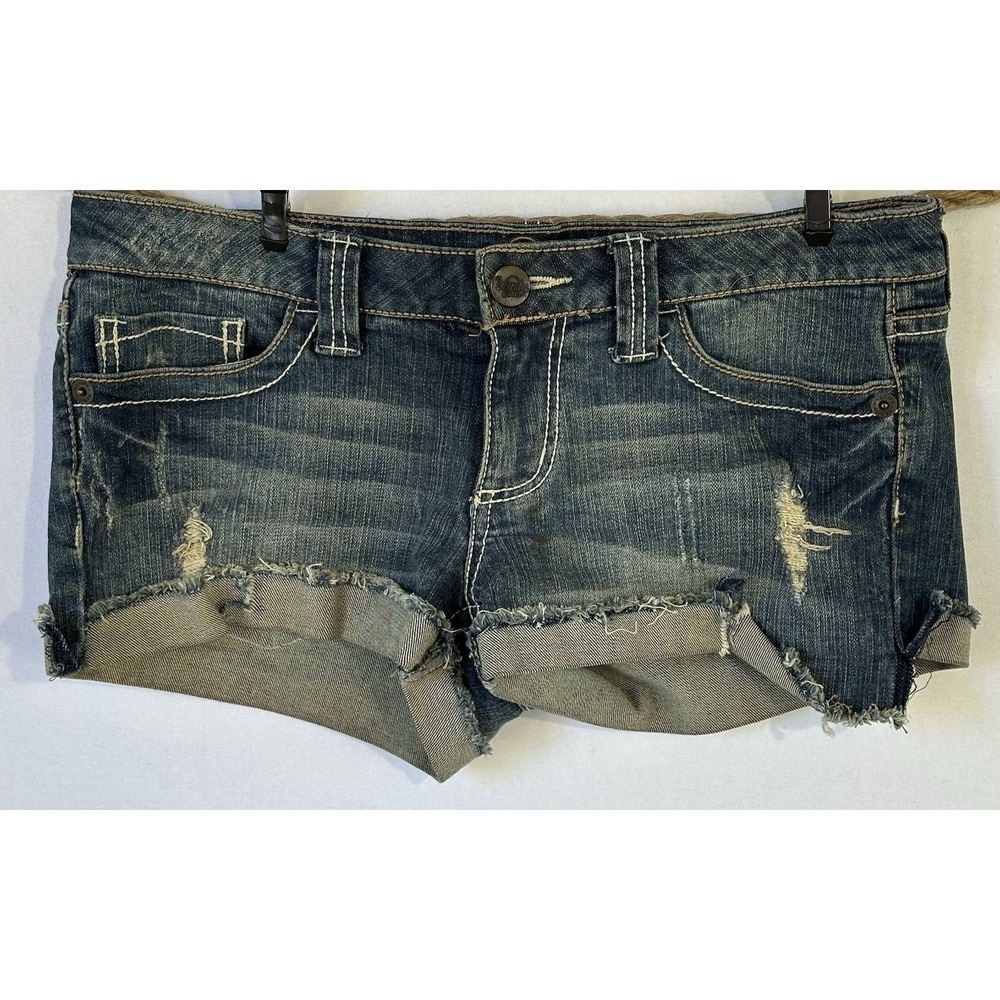 Shorty Denim Jean Cuffed Shorts Sz 28 Women's Festival